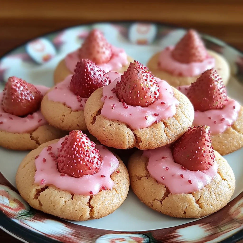 Soft strawberry cookies with chocolate