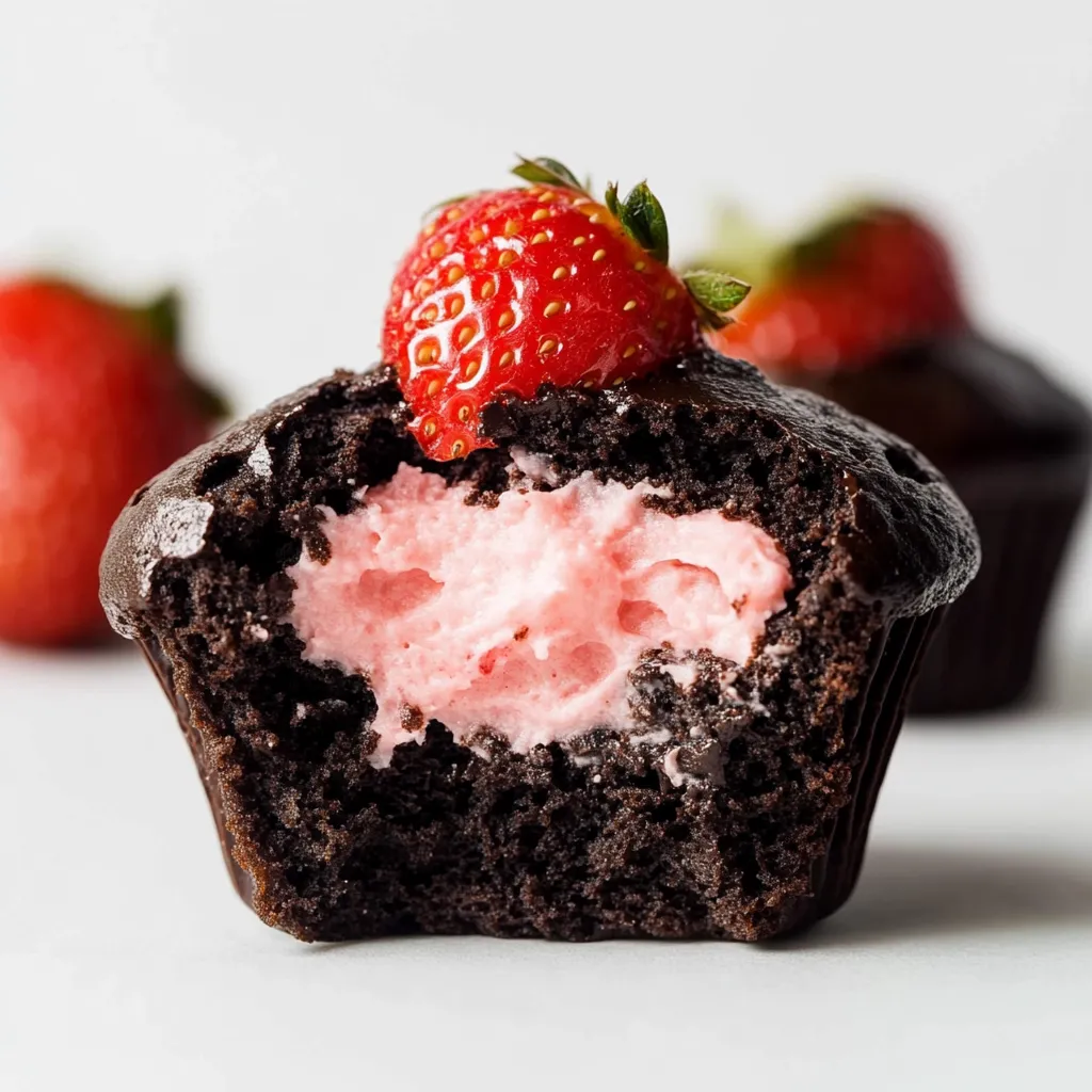 Chocolate Strawberry Cupcakes with Ganache